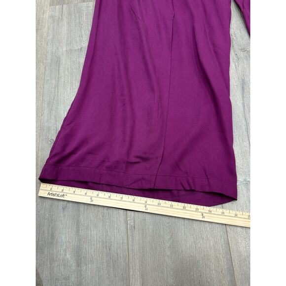NWT Soncy Womens Purple Tencel Elastic Waist Wide Leg Harem Pants Sz 26 - Picture 9 of 12